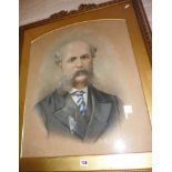 Victorian portrait of a gentleman with walrus moustache in gilt frame