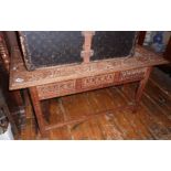 Vintage Indian carved and inlaid side or coffee table