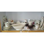 Royal Albert china teaware, an Edwardian bone china teaset, Spode "Christmas Tree" plates and