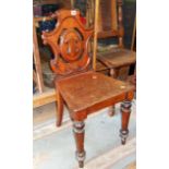 19th c. shield back mahogany hall chair