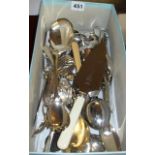 Box containing silver-plated cutlery