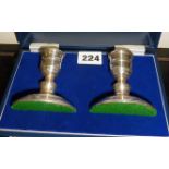 Pair of hallmarked silver candle holders in case