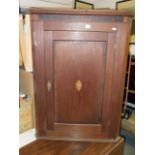 Georgian mahogany corner cupboard with shell inlay to door