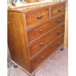 19th c. mahogany chest of drawers made by T. Willson of London having five drawers with bun