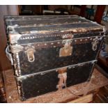 Early 20th c. Louis Vuitton brass mounted steamer trunk, approx. 24" x 15.5" x 20"