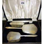 Cased set of silver hair brushes and comb with Glasgow retailer of Robert Stewart