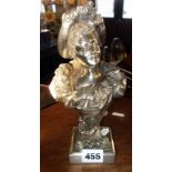 White metal bust of Edwardian lady