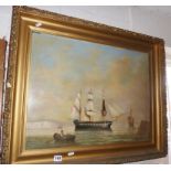 Large naive marine oil on board, signed T. Lawless