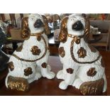 Pair of Staffs lustreware dogs
