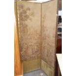 Four fold room divider screen with tapestry panels