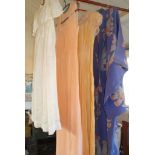 Vintage clothing - early 20th c. silk & satin slips, a silk kimono, nurse's aprons etc