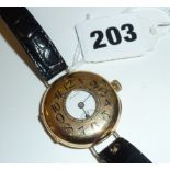 14ct gold Half-Hunter Elgin wrist watch (working)