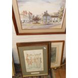 Eight assorted watercolours & prints