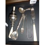 Silver cutlery, Georgian butter spreader, caddy spoon by Elizabeth Morley 1808, baby's silver