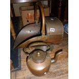 19th c copper coal helmet and similar kettle