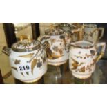 19th c Royal Worcester three piece tea set with silver mounts (A/F)