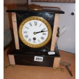 Victorian slate and marble mantle clock