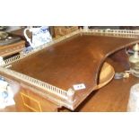 Edwardian inlaid mahogany folding bed table with brass gallery