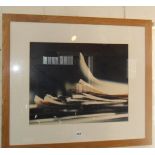 Colour print, 4/50 titled "Paper Flame" by Catherine Gills, 30" x 26" overall, signed & dated