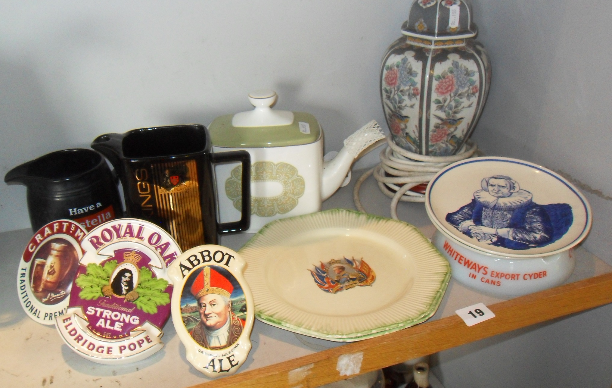 Two Edward VIII commemorative plates & breweriana pottery items etc, and a Royal Doulton "Sonnet"