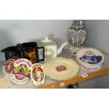 Two Edward VIII commemorative plates & breweriana pottery items etc, and a Royal Doulton "Sonnet"