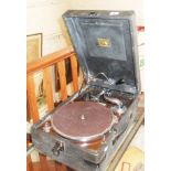 His Masters Voice portable wind-up gramophone (HMV)