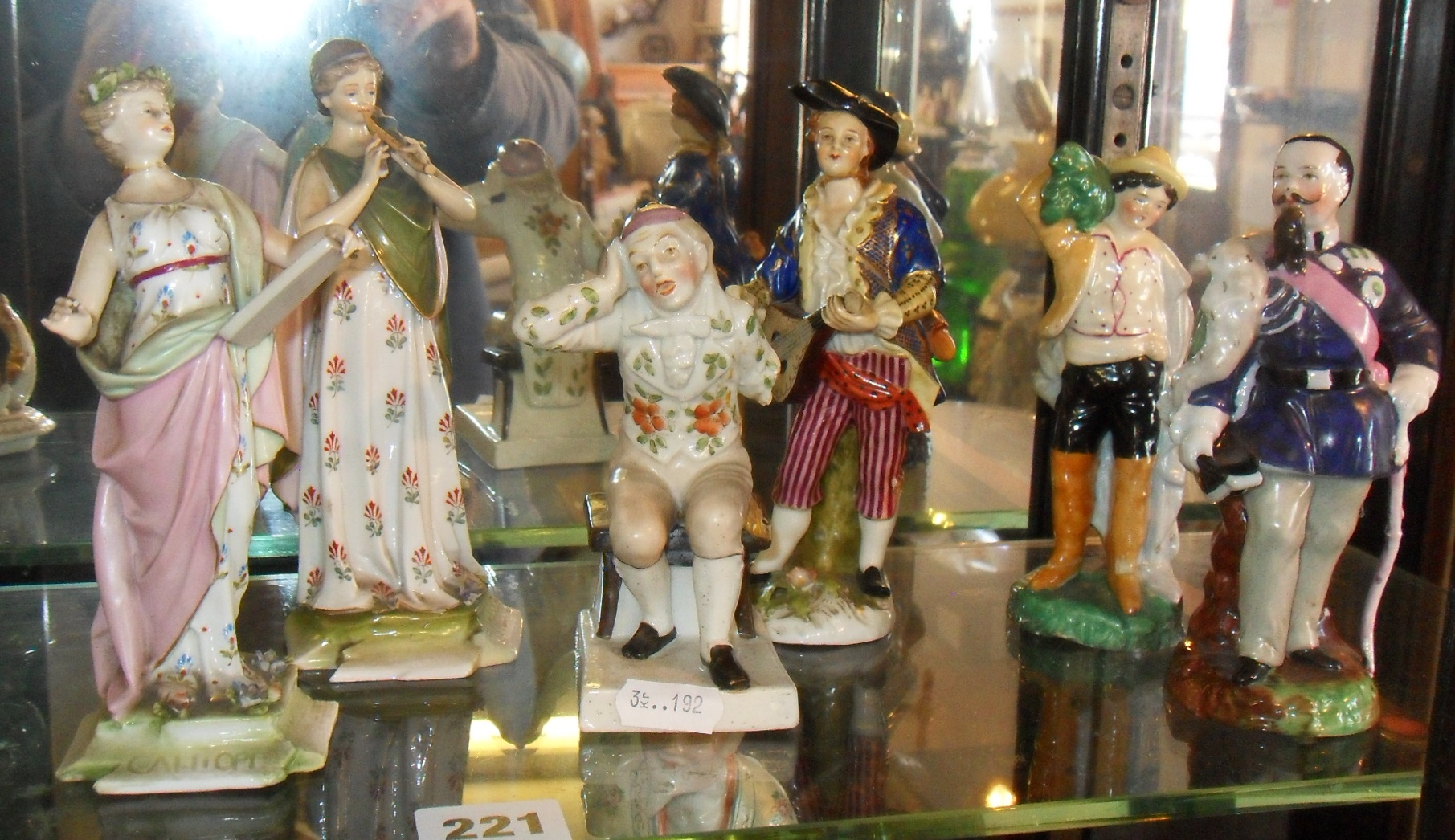 Group of six various continental porcelain figurines inc. Meissen etc.