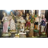 Group of six various continental porcelain figurines inc. Meissen etc.