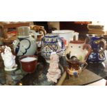 Assorted 19th c. pottery jugs (A/F) etc