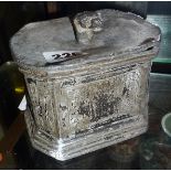 19th c English lead lozenge shaped tobacco box