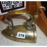 19th c heavy brass lift-gate slug box iron