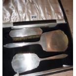 Cased set of silver hair brushes and comb with Glasgow retailer of Robert Stewart