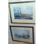 Peter Toms (XX), two colour Limited Edition prints of riverside scenes with boats in Suffolk, signed