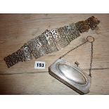 Silver-plated ladies coin purse, and pierced nurse's-style belt