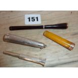 Smoking collectables: Lucite cigarette holder, amber & 9ct gold cheroot holder, and a cigar