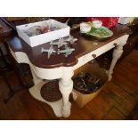 Victorian mahogany dressing table on painted turned legs