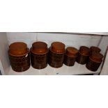 Three large Hornsea storage jars and four others