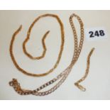 9ct gold necklaces (one A/F), approx 37g