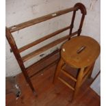 Victorian towel rail and an elm and ash stool