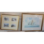 Peter TOMS (XX) colour print 105/750 titled "The Barge Match" and four small similar prints in one