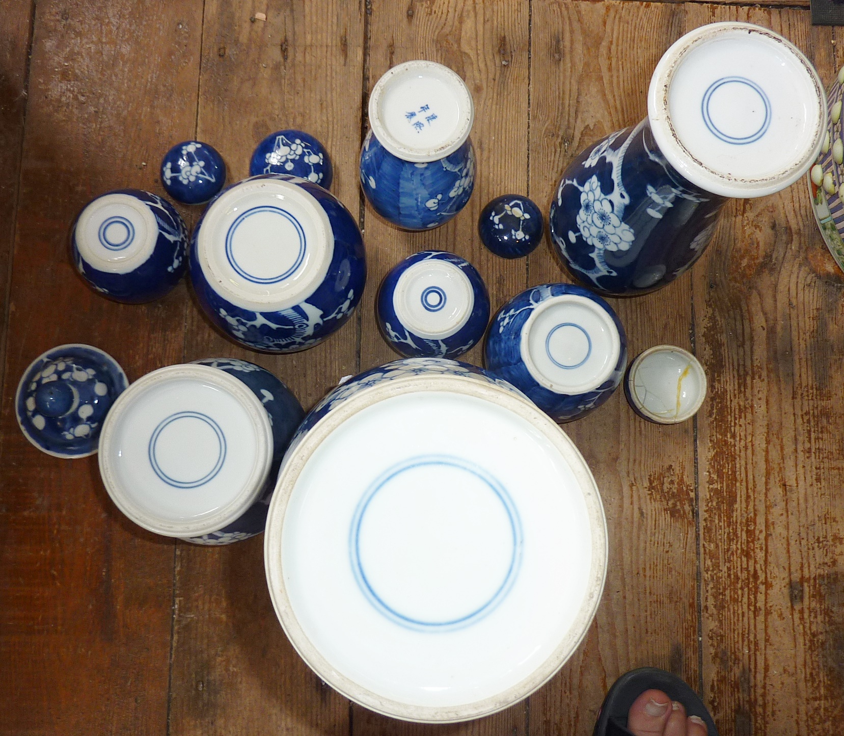 Eight Chinese porcelain blue and white prunus vases and ginger jars, some with covers - Image 2 of 2