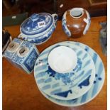 Pair of Chinese porcelain blue and white plates and other items (7)