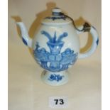 Chinese porcelain blue & white small teapot decorated with objects (good restoration) c. 18th c.,