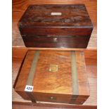 Victorian rosewood jewellery box and a mahogany writing slope