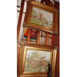 Pair of watercolours of country cottages, signed Gardiner