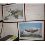 Two Geoff Nutkins colour prints of Hurricanes in flight, both signed by the artist and by various