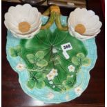 George Jones majolica 'lily pad' strawberry dish