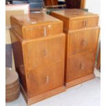 Pair Art Deco walnut bedside cupboards