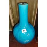 Chinese porcelain incised turquoise monochrome vase, approx 33cm high