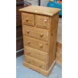 Modern pine narrow chest of drawers